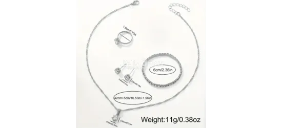 طقم ا****سوارات نسائي شامل باللون الفضي - 3